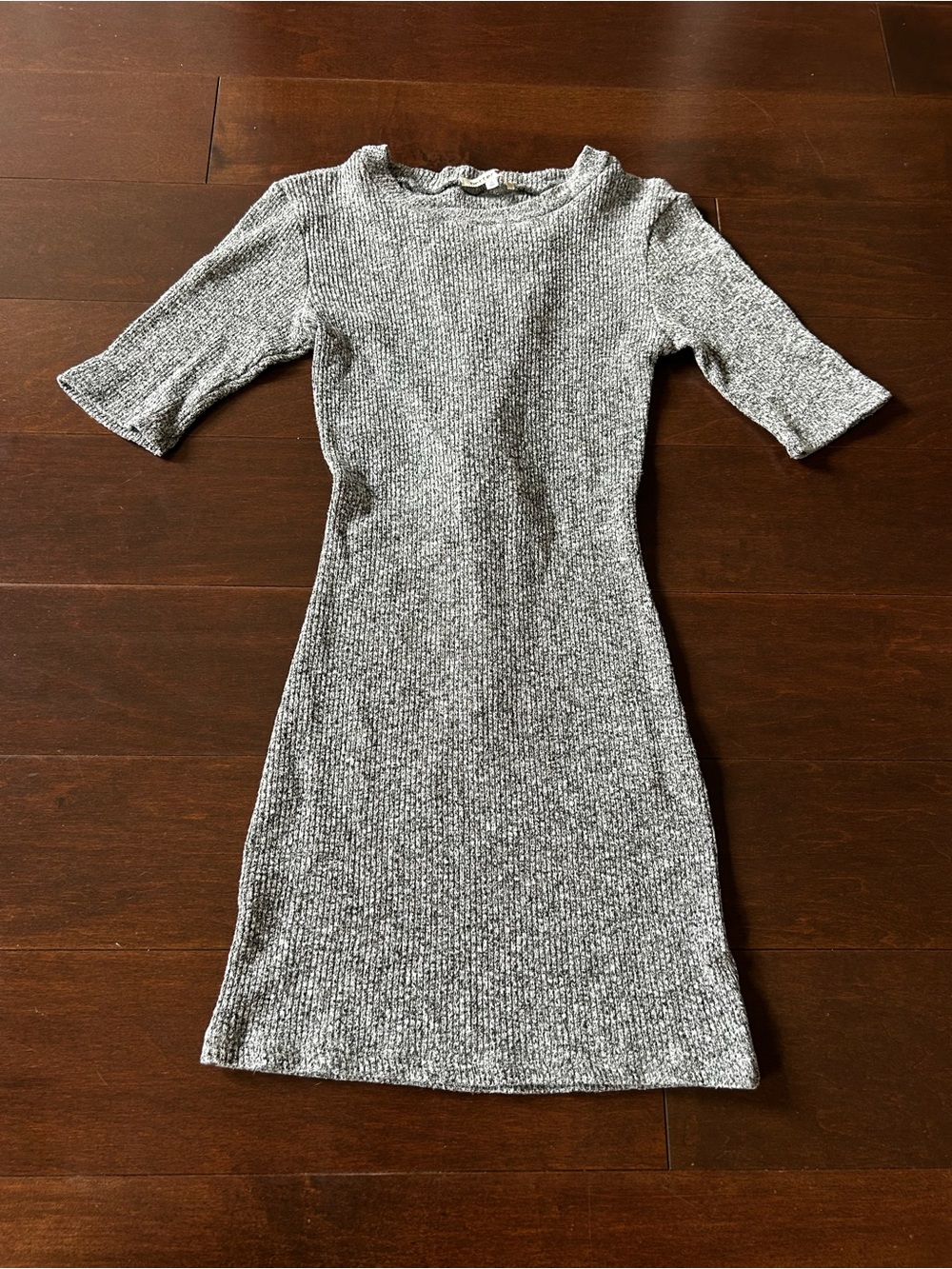 Better Be Gray Ribbed Short-Sleeve Bodycon Mini Dress